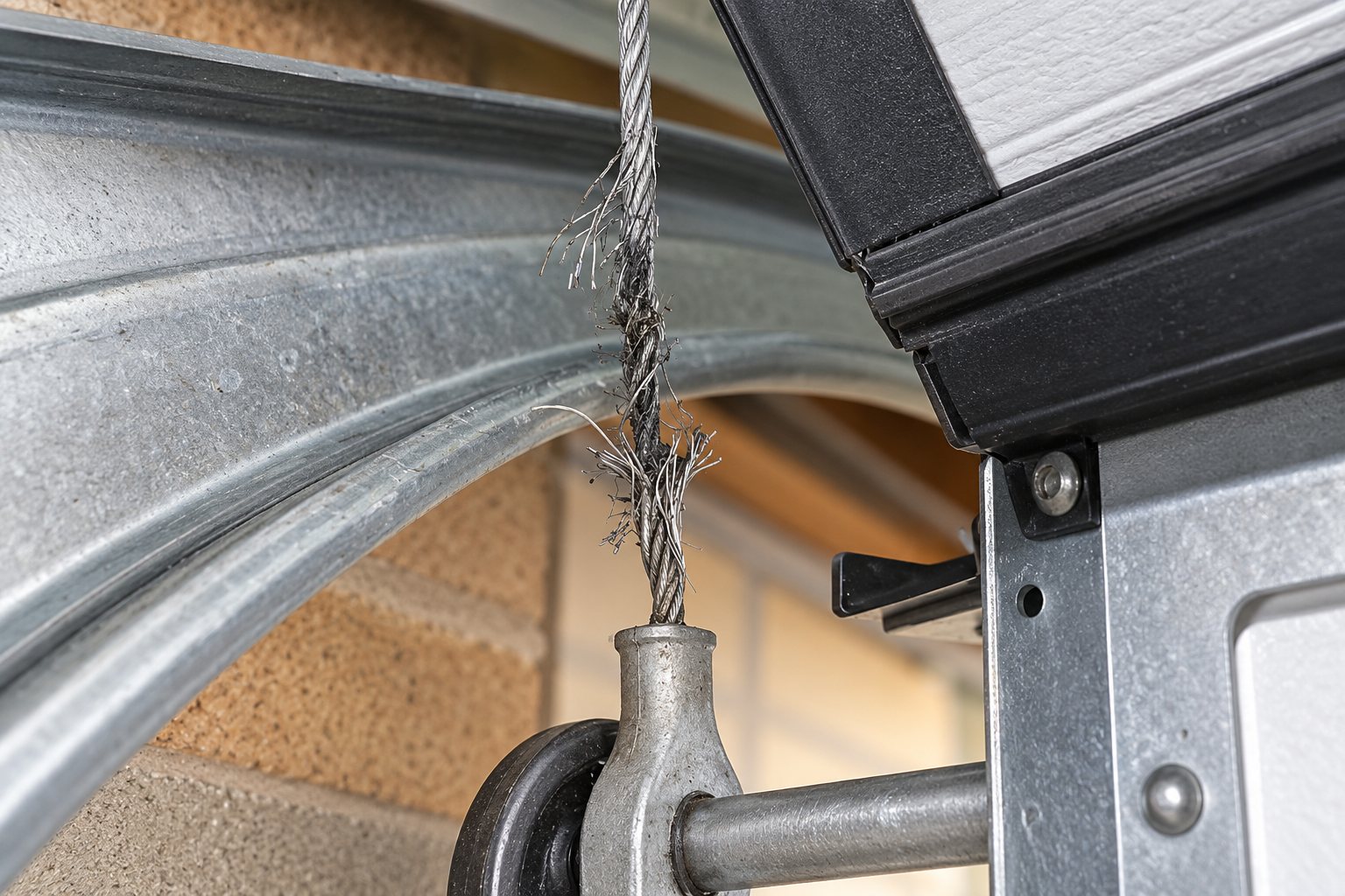 Frayed garage door cable